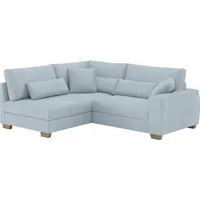 Ecksofa HOME AFFAIRE "L-Form" Sofas Gr. B/H/T: 227cm x 68cm x 190cm, Cord, Ottomane links, ohne Bettfunktion, blau (blaugrau) Mit Federkern, wahlweise mit Bett und Taschenfederkern