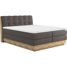 Home Affaire Boxspringbett HOME AFFAIRE "Naome", braun (mud), B:181cm L:217cm, 100% Polyester, Komplettbetten, Boxspringbett, Boxspringbett, Inklusive Topper