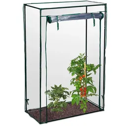 Relaxdays Tomatengewächshaus 1 x 0,5 x 1,5 m transparent/grün