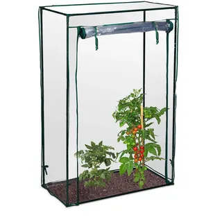 Relaxdays Tomatengewächshaus 1 x 0,5 x 1,5 m transparent/grün