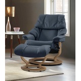 Stressless Relaxsessel STRESSLESS Reno Sessel Gr. Microfaser DINAMICA, Classic Base Eiche, Relaxfunktion-Drehfunktion-PlusTMSystem-Gleitsystem, B/H/T: 88 cm x 98 cm x 78 cm, blau (blue dinamica) Lesesessel und Relaxsessel