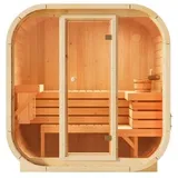 FinnTherm Innensauna Ellipso M, Sauna mit Glasfront, 42 mm Wandstärke, 3 Personen