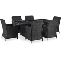 vidaXL 7-tlg. Garten-Essgruppe Poly Rattan Schwarz