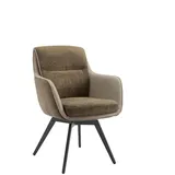 Livetastic Armlehnstuhl, Braun, Metall, Textil, Uni, Füllung: Schaumstoff, Drehkreuz, Stativgestell, 62x92x68 cm, inklusive Armlehnen, Sitzfläche 180° drehbar, automatische Rückholfunktion, Esszimmer, Stühle, Esszimmerstühle, Armlehnenstühle