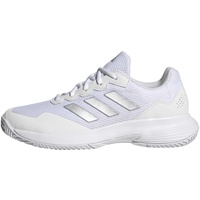 adidas Damen Gamecourt 2.0 Tennis Shoes Sneaker, FTWR White/Silver met./FTWR White, 43 1/3 EU
