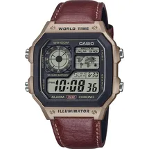 Casio Watch Digitaluhr Armbanduhr Lederarmband AE-1200WHL-5AVEF - braun