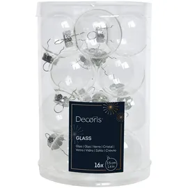 Kaemingk Christbaum-Mini-Kugeln transparent Ø 3,5 cm aus Glas - 16er Set - Transparent
