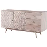 Massivmoebel24 Sideboard Akazie 145x42x75 weiß lackiert MOSAYK 206