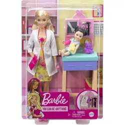 Mattel® Anziehpuppe Barbie Kinderärztin Puppe (blonde Haare) mit Kleinkind