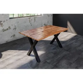 sam möbel gmbh Esstisch, Beige, Holz, Echtholz,Mangoholz, Rechteckig,Quadratisch, X-Form, 120x77x80 cm, Esszimmer, Tische, Esstische
