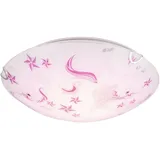 GLOBO Deckenleuchte LED Kinderleuchte Deckenlampe Mädchen Kinderzimmer rund, Glas Einhorn Sterne weiß rosa, 16W 960lm warmweiß, D 30 cm