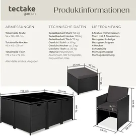 Tectake Rattan Sitzgruppe New York 10-tlg. Schwarz