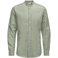 Only & Sons Herren Freizeit Hemd ONSCAIDEN SOLID Slim Fit Leinenhemd aus Leinen-Mix mit Kaschmir-Anteil Modell 'CAIDEN', Hellgruen, L