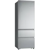 Hisense RT641N4AIE Kühlschrank mit zwei Türen, effiziente E-Klasse, Fassungsvermögen 493 l, 200 cm hoch, Super Freeze, Total No Frost, umkehrbare Tür, leise 38 dB, Edelstahl