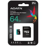A-Data microSDXC Premier Pro 64GB Class 10 UHS-I V30 + SD-Adapter