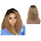 YesJYas Echthaar Perücke Perücke Blond Bob Wig Glueless Wig Human Hair 150% Destiny 4x4 Lace Front Wig Brazilian Hair Body Wave Wig 1B/27 Colour HD Lace Wig For Women 8 Zoll