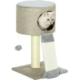 PawHut Kratzbaum Katzenbaum Kletterbaum für Katzen Katzenkiste mit Katzenball Grau 30 x 30 x 50 cm - Grau