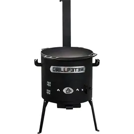 Grillpeter Utschak Set Asamat mit Kazan 15 Liter Gusseisen mit Pfannedeckel