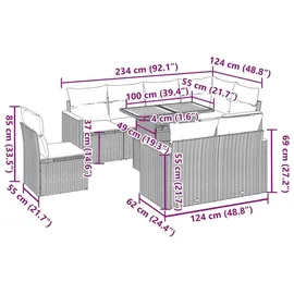 vidaXL Garten-Sofagarnitur 9-tlg. grau