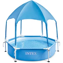 Intex Canopy Metallrahmen Pool mit Überdachung (183x38cm) mit Wassersprüher Kinderpool Planschbecken