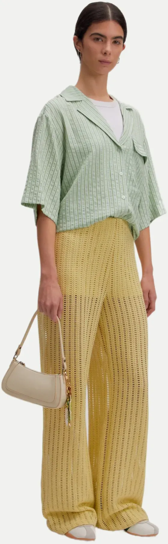 Strick-Hose mit weitem Bein Grün 38