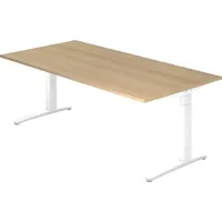 Hammerbacher Schreibtisch C-Fuß 200x100cm Eiche/Weiß