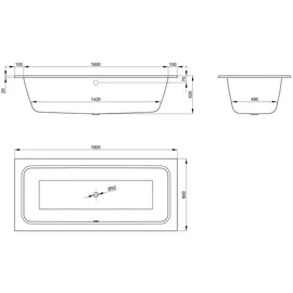 Bette BetteOne Einbau-Badewanne 180 x 80 cm (3313-000)
