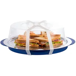 APS Thermo Tablett Set", in Blau/Transparent Ø 35 cm, H: 15 /Schale/ Edelstahl-Tablett/ Zwei Kühlakkus