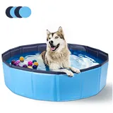 nobleza Hundematratze Hundepool für Große & Kleine Hunde, Faltbarer Hunde Planschbecken blau 160*30CM