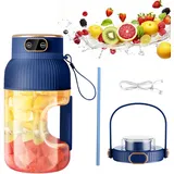 Mesen Tragbarer Mixer Smoothie Maker 10 Klingen, USB-C Wiederaufladbarer Persönlicher Mixer, 1200 ML Entsafter Becher für Saft-Shakes und Smoothies, für Reise, Büro & Sport (Blau)