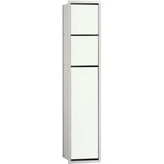 EMCO Asis 150 Unterputz Badschrank für WC, Feuchttücher, alu/Glas weiß, Einbauschrank, Türanschlag wählbar-975027450, Aluminium, One Size