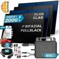 sunniva Balkonkraftwerk Full Black Bifazial 800 W inkl. 4 x 500 W N-Typ Glas-Glas Bifacial Module