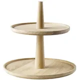 APS Etagère 2-stufig, Ø 25/30 cm, H: 28 cm, Antirutschfüße, Eichenholz (geölt)