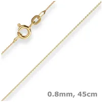 Schmuck Krone Goldkette 0,8mm Ankerkette flach aus 585 Gelbgold 45cm, Gold 585 goldfarben