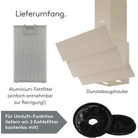 Wiggo B643 Dunstabzugshaube 60cm kopffrei I Abluft Umluft Dunstabzug 615m3/h - Touch-Display 4 Stufen I Energieeffizienzklasse B Schräghaube inkl...