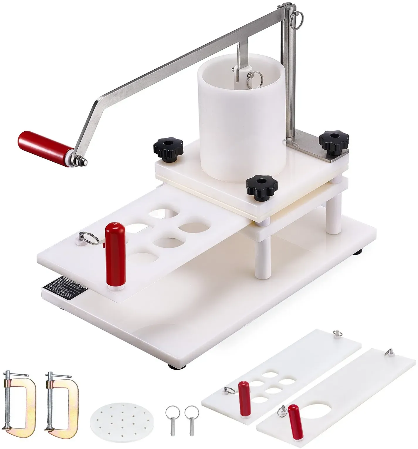 VEVOR Kommerzieller Burger-Patty-Maker, 3 umwandelbare Formen (2/4/5 Zoll), manueller Beef-Patty-Maker, 1,5-kg-Hamburger-Pressmaschine mit großem Trichter, PE-Fleischformmaschine mit Griff und Patty-P