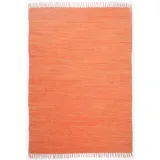 Zaba Theko Teppich aus 100% Baumwolle Flachgewebe Teppich Happy Cotton | handgewebt | Farbe: Terrakotta | 90x160 cm