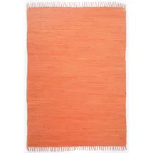 Zaba Theko Teppich aus 100% Baumwolle Flachgewebe Teppich Happy Cotton | handgewebt | Farbe: Terrakotta | 90x160 cm