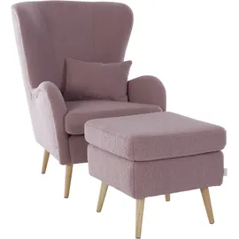 Home Affaire "Sallito, TV-Sessel, Ohrensessel mit", rosa (blush), B:76cm H:109cm T:85cm, Struktur Hahnentritt (67% Polypropylen, 33% Polyester);Samtoptik (100% Polyester);Fellimitat (100% Polyester);Samtcord (92% Polyester, 8% Polyamid);Struktur (100%