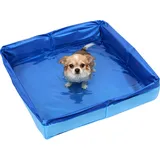 HERKINDNESS Hundepool Faltbar, 50 × 50 × 10 cm Planschbecken für Hunde, Blau Katzen Pool, Quadratisch Hundepool Kleine Hunde, für Kleine Hunde und Katzen