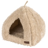 Wouapy 216826THMTE Iglu Deluxe für Katze, Flauschiges Katzenhaus, beige