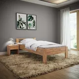 skølm Fenrir Bett 100x200 cm Eiche, Einzelbett, Seniorenbett aus Massivholz Eiche, Bettgestell aus Holz Natur geölt