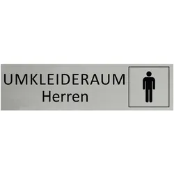 CombiCraft Aluminium Türschild Umkleideraum Herren 165x45mm mit 3M-Tape zur Befestigung, einfache Kennzeichnung von Räumen und Bereichen
