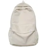 KTTGYRE Schulrucksack Wasserdichtes Nylon Frauen Rucksack Frauen Reisetasche Rucksäcke Schulbag Für Teenager Mädchen Solid Color Bookbag-Beige White