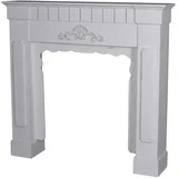 ROMANTISCHE KAMINUMRANDUNG Weiss Shabby CHIC – Kaminkonsole „Burg Feuerstein“ aus altem Holz 89×93×20 cm – handgearbeitete Kaminattrappe im Vintage-Look mit Patina für Wohnzimmer & Landhaus-Deko