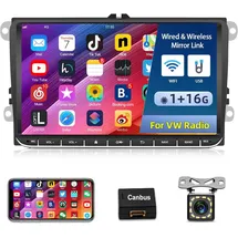 Hikity NHOPEEW 7 Zoll Touchscreen Android 13 Autoradio für VW Passat Golf 5 6 Jetta T5 EOS Polo Touran Seat Sharan - Unterstützung Drahtlos Carplay & Android Auto WiFi GPS FM RDS Mirror Link + Rückfahrkamera