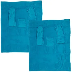 2er-Set Flauschig-weiche Kuscheldecke mit Ärmeln, türkis, für gemütliche Stunden, Fernsehabende, Lesen & mehr
