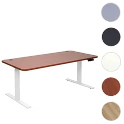 Schreibtisch HWC-D40, Computertisch, elektrisch h√∂henverstellbar 160x80cm 53kg MVG ~ natur, wei√ü