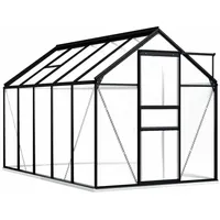 Festnight Alu Gewächshaus Mit Fundament Anlehngewächshaus Gewächshaus Tomatenhaus Winterfest Anthrazit Aluminium 5,89 m2 Pflanzenhaus Gewächshäuser Mit Fundament Winterfest Frühbeet