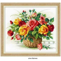 Riolis Stickbild-Set Kreuzstich "Korb mit Rosen", Zählmuster